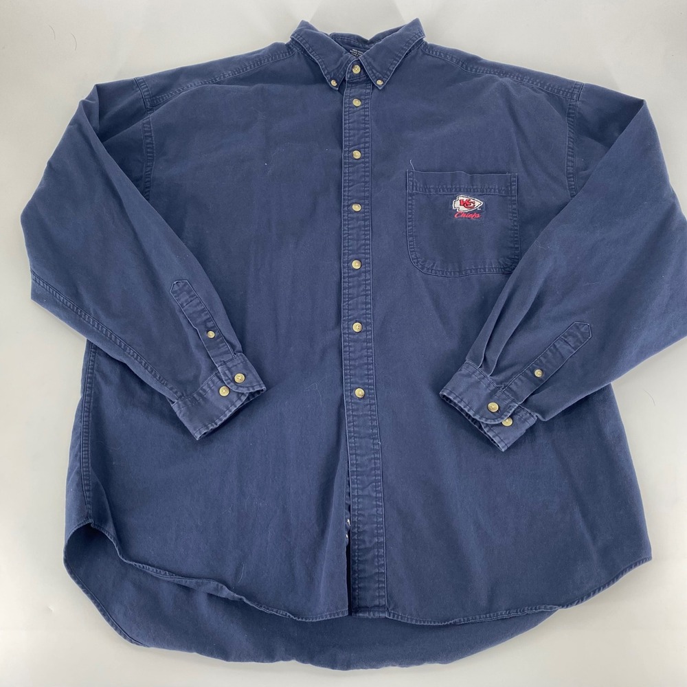 Lee Sport Genuine Casualwear Mens XL Navy Blue Button‎ Down Shirt Pocket Logo